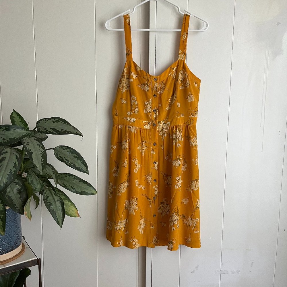 Madewell Mustard Yellow Floral Mini Dress